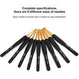 9x Soft Sewing Handle Aluminum Crochet Hook Knitting Needles Yarn 2-6mm Set