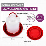 1PK Pet Basic Chicken Water Dispenser 2.5L Large EasyRefill Carry Handle 22x24cm