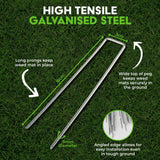 20PCE Garden Greens Weed Mat Pins Galvanised Steel Anti Rust 3mm x 150mm