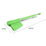 Silicone Cooking Tongs Heat Spatula Stainless Steel Resistant Frame Gadget BBQ - Red+Green