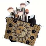 Sun Moon Print Cosmetic Bag Small Makeup Toiletry Travel Bag Makeup Organizer