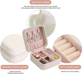 Mini Small Portable Travel Jewelry Organiser Box with Zipper Storage Case -WHITE