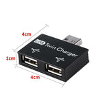 USB 2.0 Male to Twin Charger Dual 2 Port USB Splitter Hub Adapter Converter