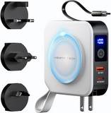 Power Bank Wireless 10000Mah 20W Powerbank Built-In Cable 4In1 Portable Mag Safe