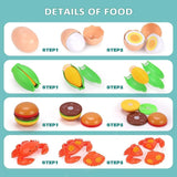 Cutting Play Food Toys for Kids Kitchen Role Play Toys with Basket Educational