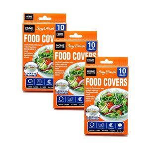 Home Master® 3PK Food Covers 10 Bags Fit to containers, bowls , plates