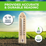 2PK Garden Greens Thermometer Wooden Accurate Weatherproof 21.5 x 4.5cm