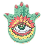 Clay Incense Holder Hamsa Hand Green 13cm Yoga Meditation Protection
