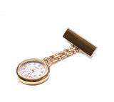 Stylish nurse lapel watch with white dial and red cross symbol
