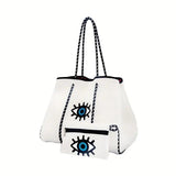 Eye Pattern Handbag With Little Pouch Eye Print Bag Shoulder Beach Trendy Tote