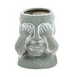 3Pc Easter Island Heads Statue Terracotta Garden Plant Pot Ornament