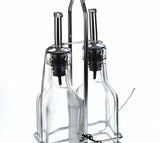 Oil and Vinegar Ser with Stand Olive Oil Glass Bottle Rack Kitchen Organiser