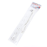 Power Board 6 Outlets Overload Protection Power Strip 1 Metre Cord 240V White