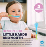 1PC Fork & Spoon Feeding Set With Travel Case 1st Steps Suction Cup Base - Blue