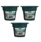 3x Plastic Plant Pots Nursery Seedlings Garden Flower Container 20x17cm - Green
