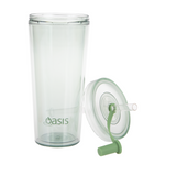 Oasis Smoothie Tumbler w/ Straw Double Wall Drink Cup BPA Free 520ml Green Apple