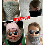 Scarf Solid Color Plush Knitted Scarf Wool Collar Cotton Neck Warmer Grey