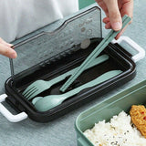 Lunch Box Food Containers Microwave Stainless Portable Dinnerware-Green