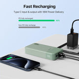 Power Bank Portable Charger 20000mAh 45W PD3.0 QC 4.0 Fast Charging Battery LED Display 2 USB-C 2 USB-A - Green