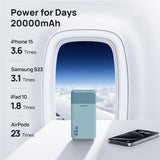 Power Bank Portable Charger 20000mAh 45W PD3.0 QC 4.0 Fast Charging Battery LED Display 2 USB-C 2 USB-A - Blue