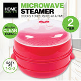 Microwave Steamer 2 Tier Double Layer for Cooking Meals Vegetables Kitchen