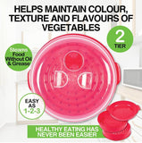 Microwave Steamer 2 Tier Double Layer for Cooking Meals Vegetables Kitchen
