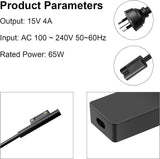 65W Power Adapter Charger for Microsoft Surface ProX Pro7,6, 5, 4 6ft Power Cord