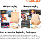 59 PCE Shuttle Art Acrylic Paint Set Professional Painting Supplies with Wood Tabletop Easel, 30 Colours Acrylic Pain
