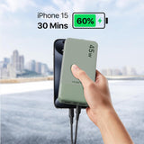 Power Bank Portable Charger 20000mAh 45W PD3.0 QC 4.0 Fast Charging Battery LED Display 2 USB-C 2 USB-A - Green