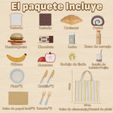 Lehoo Castle Wooden Play Food Set 21 Pieces Pretend Kitchen