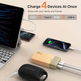 Power Bank Portable Charger 20000mAh 45W PD3.0 QC 4.0 Fast Charging Battery LED Display 2 USB-C 2 USB-A - Orange