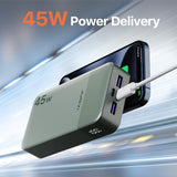 Power Bank Portable Charger 20000mAh 45W PD3.0 QC 4.0 Fast Charging Battery LED Display 2 USB-C 2 USB-A - Green