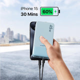 Power Bank Portable Charger 20000mAh 45W PD3.0 QC 4.0 Fast Charging Battery LED Display 2 USB-C 2 USB-A - Blue