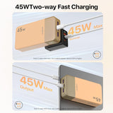 Power Bank Portable Charger 20000mAh 45W PD3.0 QC 4.0 Fast Charging Battery LED Display 2 USB-C 2 USB-A - Orange