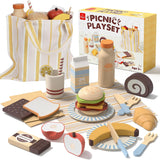 Lehoo Castle Wooden Play Food Set 21 Pieces Pretend Kitchen