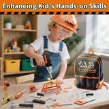 KidBloom 50-Piece Kids Construction Tool Set with Electric Drill Backpack
