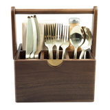 Alfresco Lane Acacia Wood Cutlery Caddy