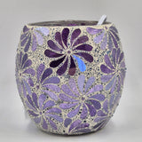 Purple Flower Glass Mosaic Vase Bowl Himalayan Crystal Salt Lamp Natural Rock Vase Lamp