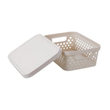 Boxsweden Diamond Storage Basket Lidded 10L 36x27x13.5cm Cream