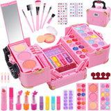 Skirfy 62-Piece Kids Washable Makeup Kit with Vanity Case