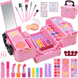 Skirfy 62-Piece Kids Washable Makeup Kit with Vanity Case