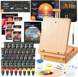 59 PCE Shuttle Art Acrylic Paint Set Professional Painting Supplies with Wood Tabletop Easel, 30 Colours Acrylic Pain