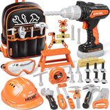KidBloom 50-Piece Kids Construction Tool Set with Electric Drill Backpack