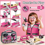 KidBloom Kids Construction Tool Set Pretend Play Box with Drill