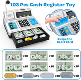 Bstoyder 103-Piece Pretend Play Cash Register Grocery Store Toy