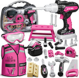 KidBloom Kids Construction Tool Set Pretend Play Box with Drill