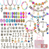 150 PCS Girls Toys Charm Bracelet Making Kit with Jewellery Box, Jewellery Making Kit with Beads Charms Bracelets & Necklace String, DIY Crafts