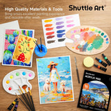59 PCE Shuttle Art Acrylic Paint Set Professional Painting Supplies with Wood Tabletop Easel, 30 Colours Acrylic Pain