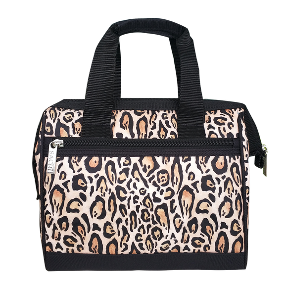 Sachi Leopard Insulated Lunch Bag - Black/Beige