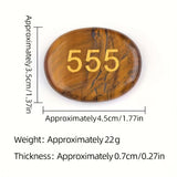 1x Natural Crystal Palm Yellow Stone Angel Number 888 Engraved Chakra Balancing